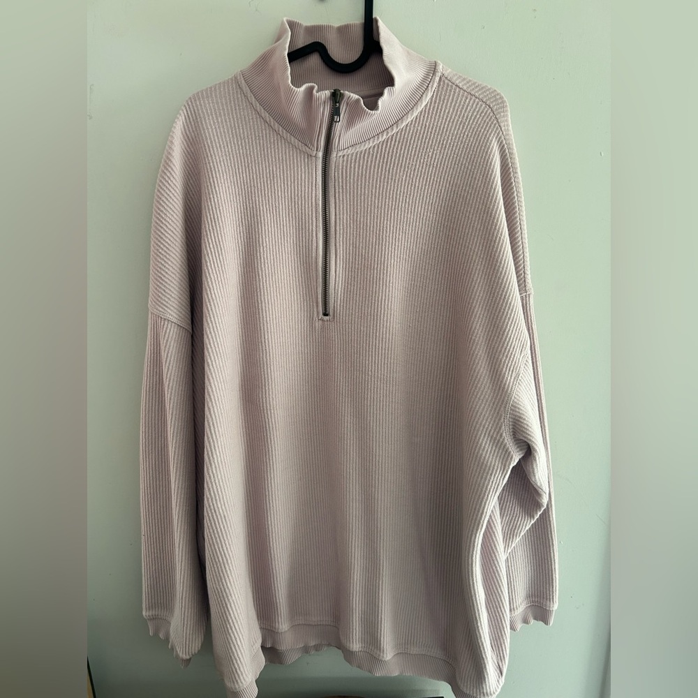Aerie ribbed quarter zip sweater light purple Mauve XL